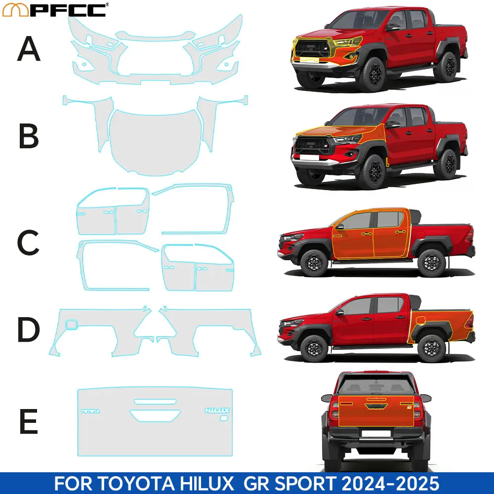 

Pre-cut Clear PPF For Toyota Hilux GR Sport 2024-2025 TPU Car Paint Protection Film Anti-Scratch Resistant Invisible Repairable
