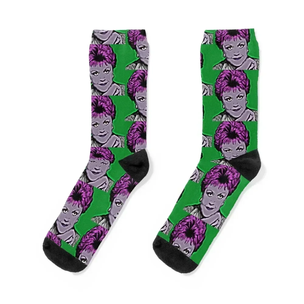 

Jessica Fletcher in Pop Art Style Lithography (Green Background) Socks sheer anime Men Socks Women's