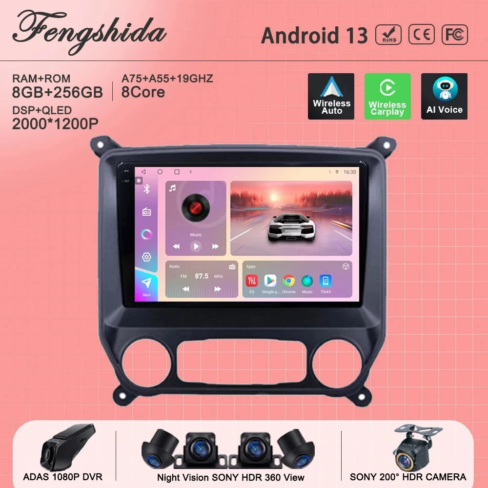 Android 13 For Chevrolet Silverado 3 GMTK2 2014 2015 2016 2017 2018 Auto Radio Screen Multimedia Player Navigation No 2din DVD