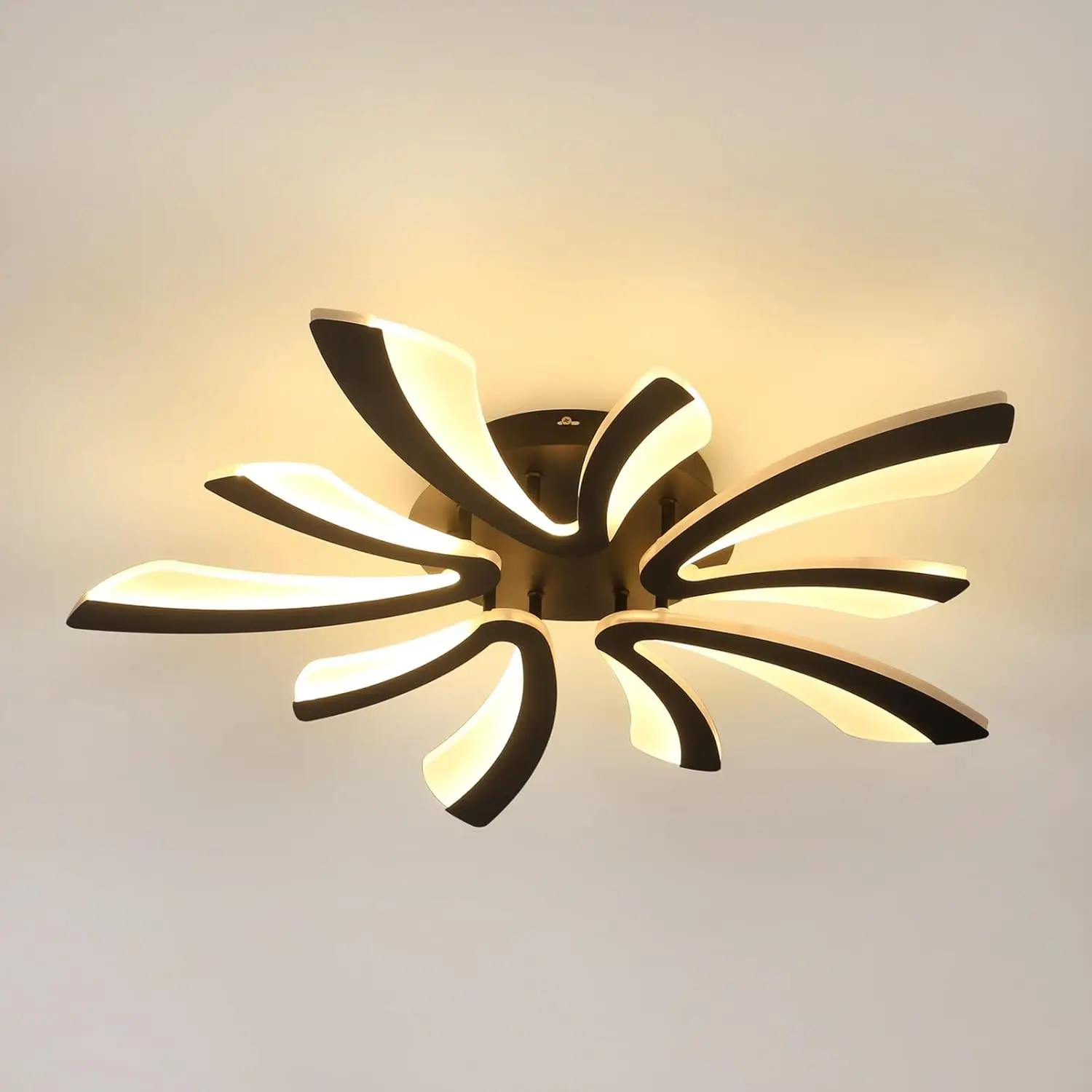 Lampada da soffitto a LED, plafoniera moderna a LED 50W 5625LM, grandi plafoniere a LED per soggiorno camera da letto, 72 cm, 3000 K, nero