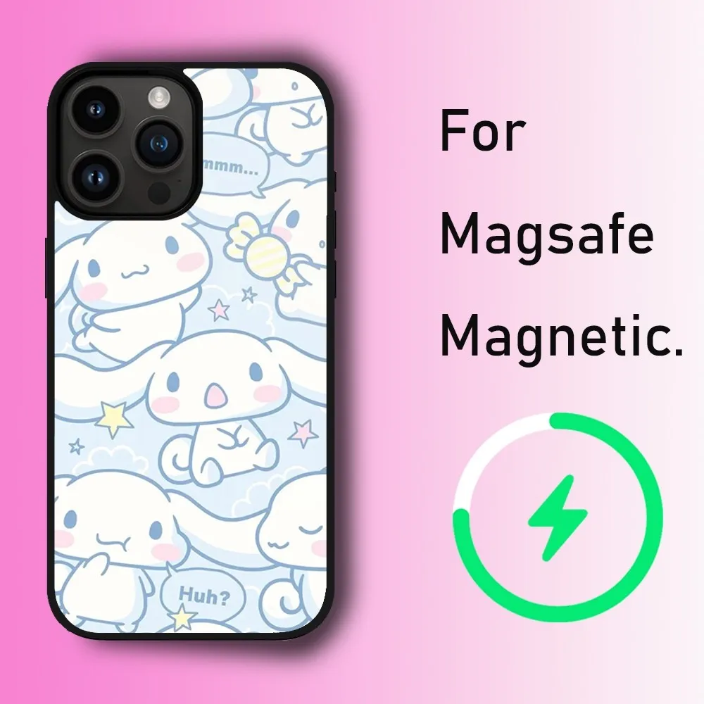 MINISO Sanrio Cinnamoroll Phone Case For iPhone 11 12 13 14 15 Max Plus Pro Wireless Magnetic Magsafe Charging Shell