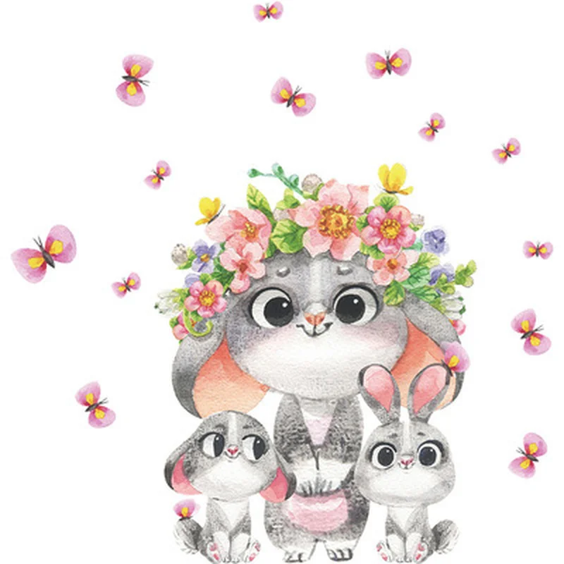 Adesivo da parete serie coniglio carino per bambini Baby Room Decorazione della casa Carta da parati Soggiorno Camera da letto Adesivi murali rimovibili coniglietto