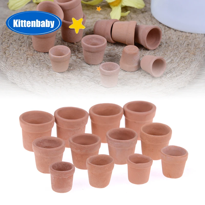 12Pcs Dollhouse 1:12 miniature flower pot handmade red clay pot garden home