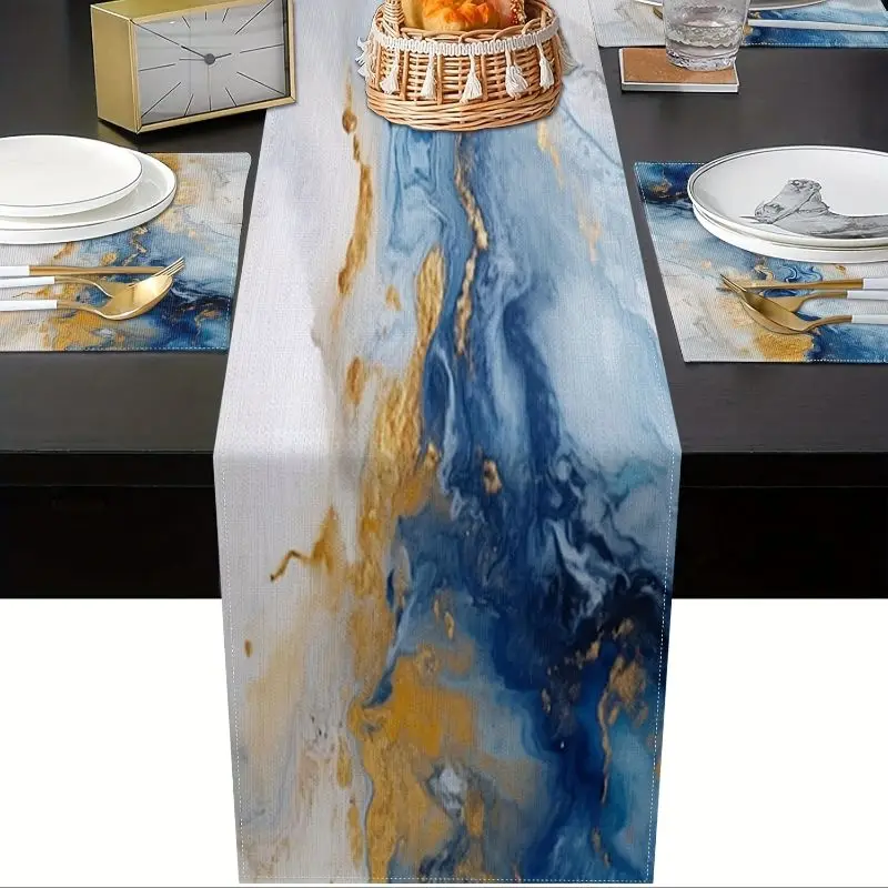 VIKAMA Light Luxury Marble Ins Style Table Flag Placemat Set Waterproof And Anti Slip Kitchen Dining Table Mat Home Decoration view 3