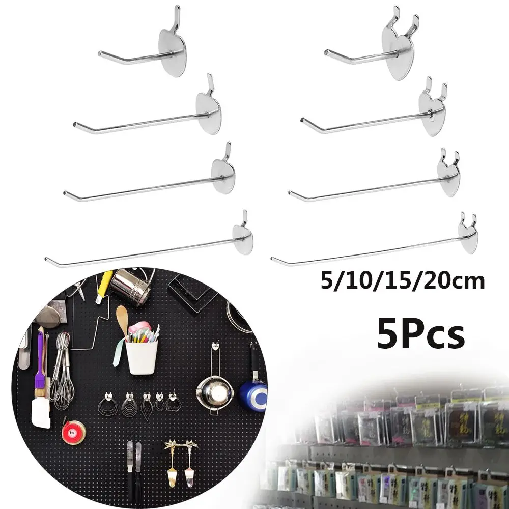 5Pcs Supermarket Shelf Display Hanger Single Pegboard Hook Peg Shop Garage Home Kitchen Storage Rack