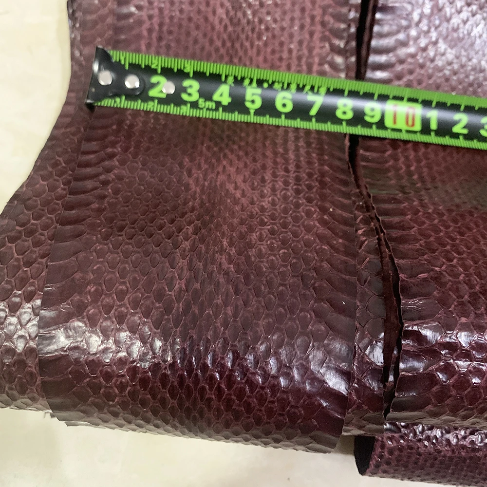 Wine red snake skin Genuine Snake Leather For DIY Handmade Watch strap Snake Leather Solid color snake skin Leather