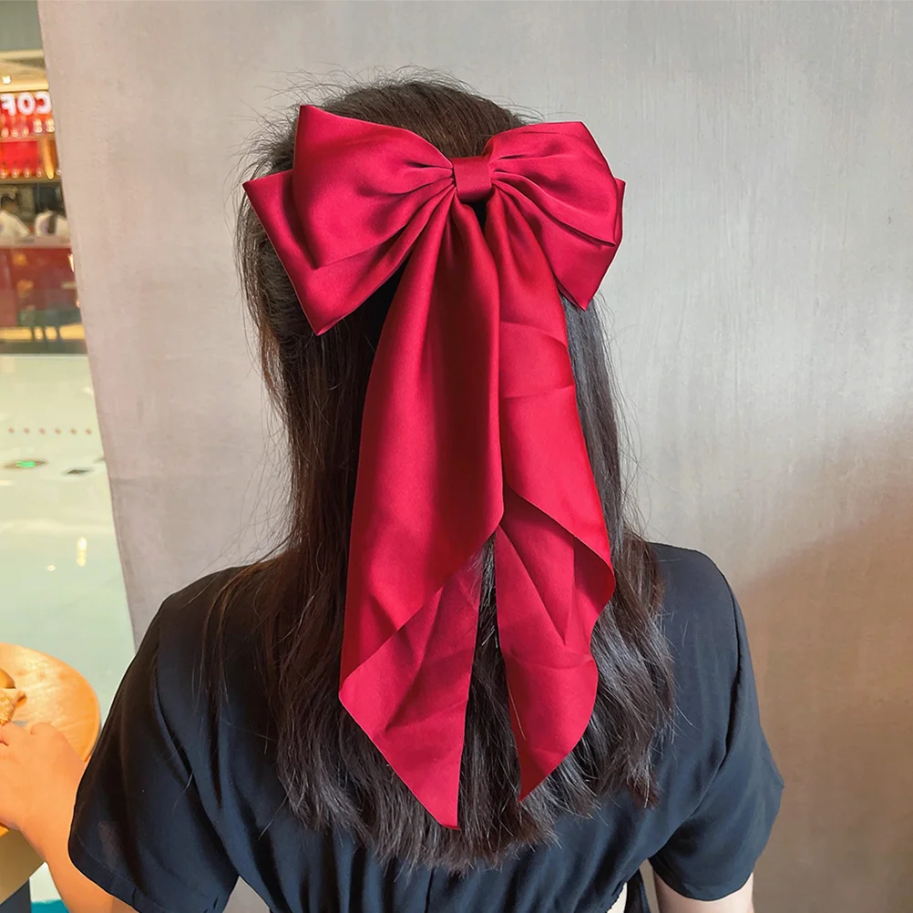 

2Pcs Oversized Drooping Bow Hair Clips Lightweight Portable Elegant Ribbons for Women Halloween Weddings Banquets