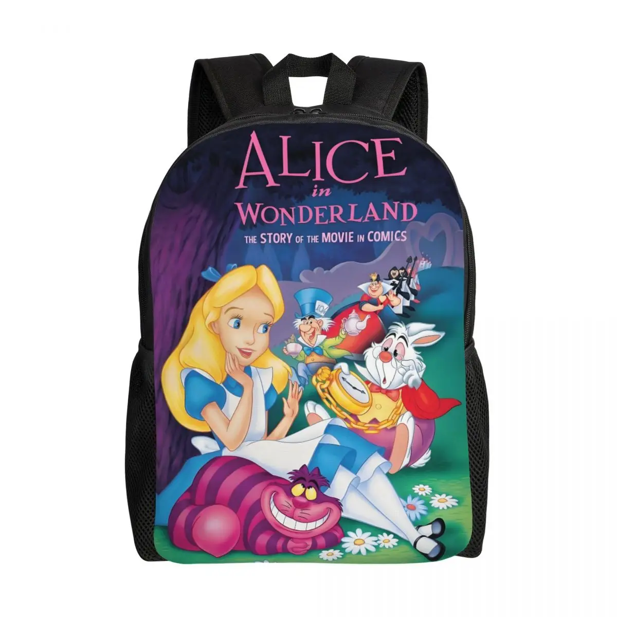 

Custom Cheshire Cat Movie Backpack for Women Men Waterproof College School Alice In Wonderland Bag Printing Bookbags