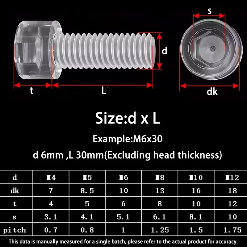 Hex Socket Head Cap Screw M3~M10 Acrylic Plastic Hexagon Allen Head Bolt Screw Anti-corrosion Insulated Fastener DIN912