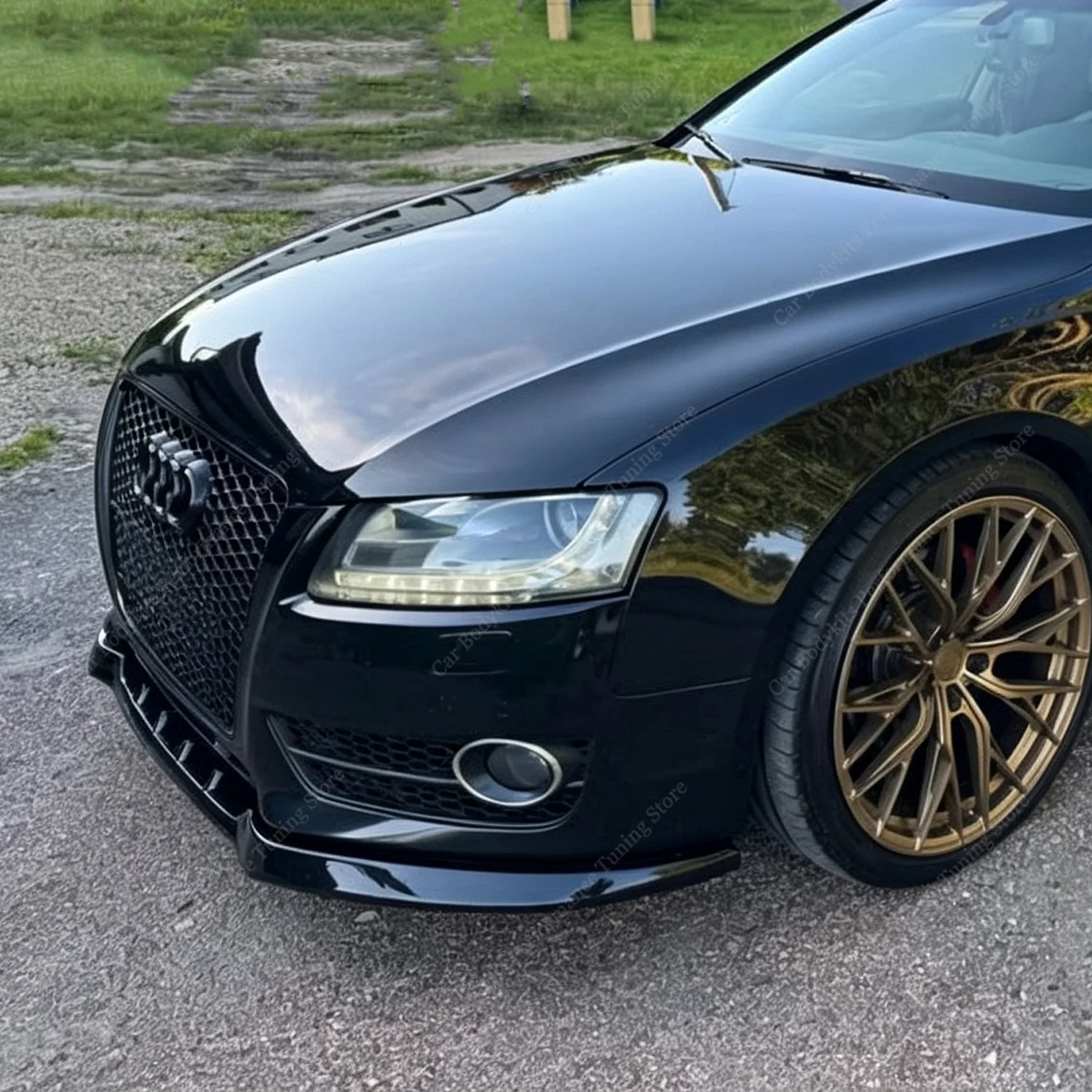 For AUDI A5 B8 8T Non-S line 2008-2011 Pre-Facelift Gloss Black ABS Front Bumper Lip Spoiler Splitter Diffuser Bodykits Tuning