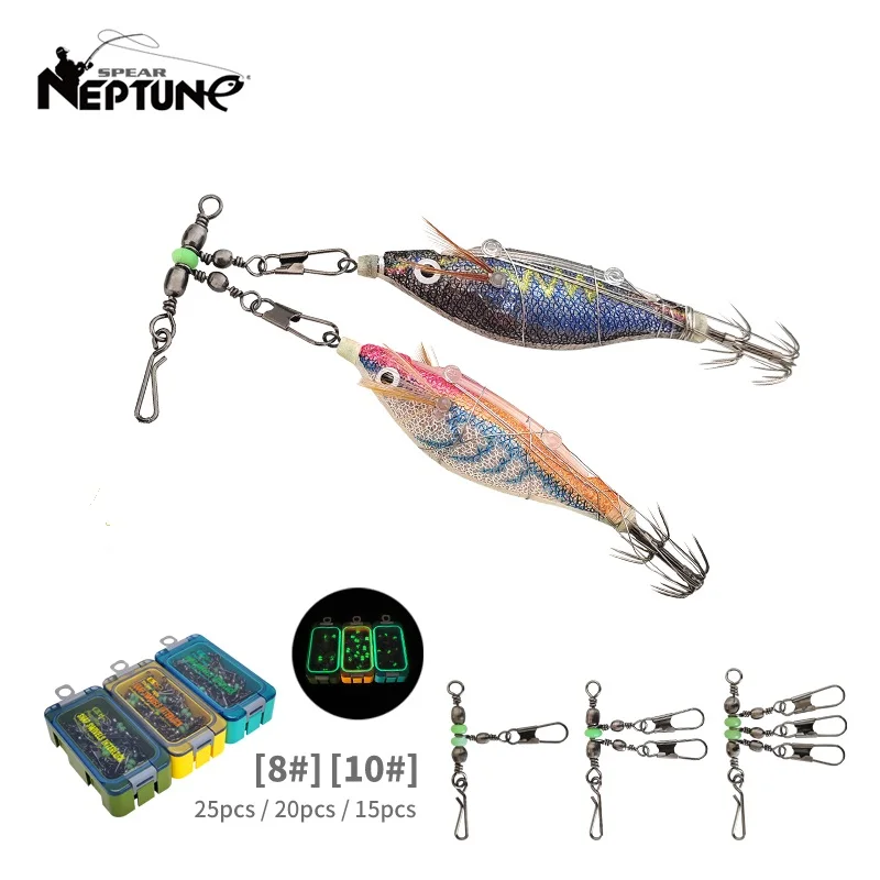 

New Squid Jig Lure Swivels Fishing Bearing Rolling Swivel Solid Ring Fishing Connector With Interlock Snap Luminous Accessories