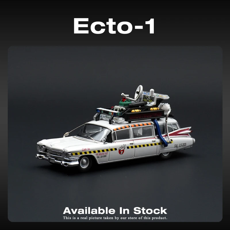 YS en Stock 1:64 Ghostbuster Miller Meteor 1959 Ecto-1 juguetes de colección de modelos de coches fundidos a presión