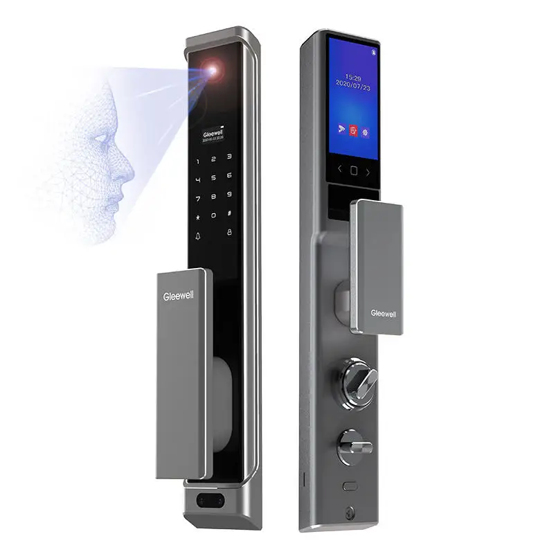 Multifuncional Smart Door Lock, Alta Qualidade, Cartão Chave, App de Senha, Impressão Digital, Tuya, Wi-Fi, 3D Face Recognition