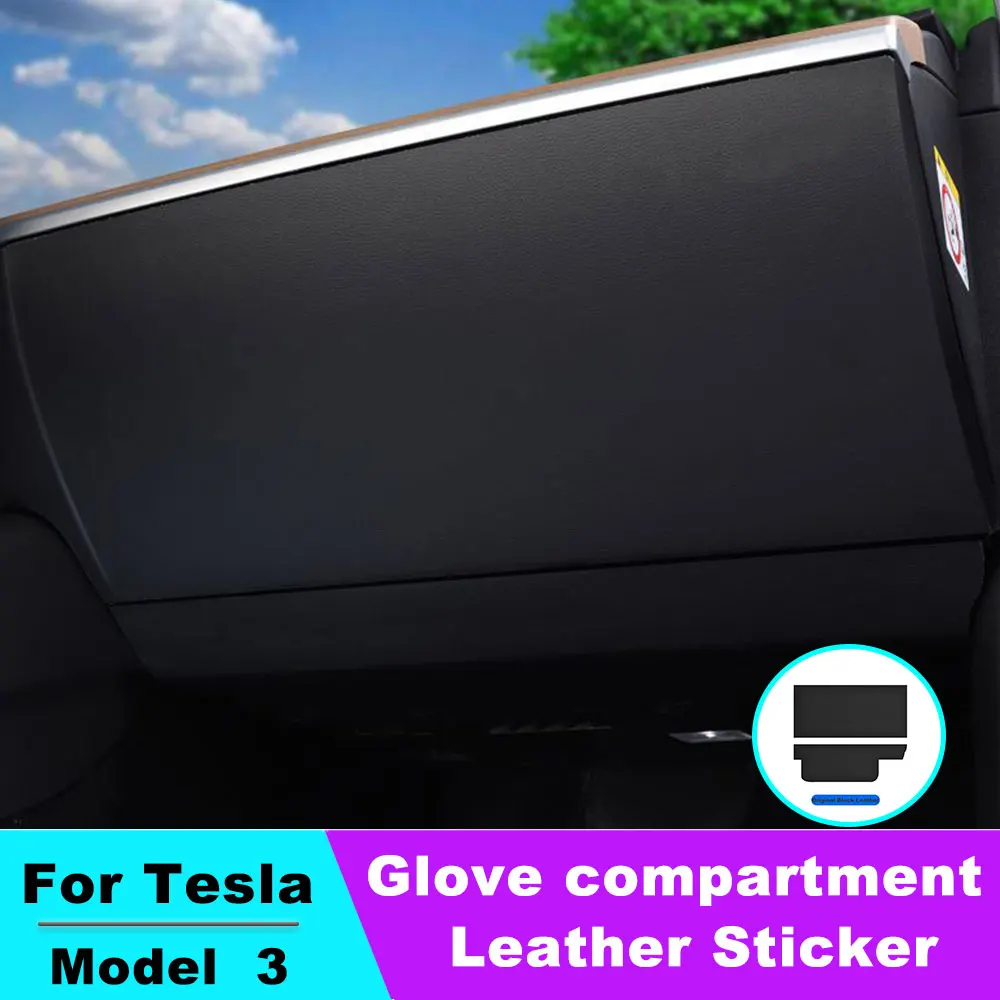 Invisible Glove compartment For Tesla Model 3 17-23 Anti Kick Carbon fiber PU Leather Pad Protection 2PCS