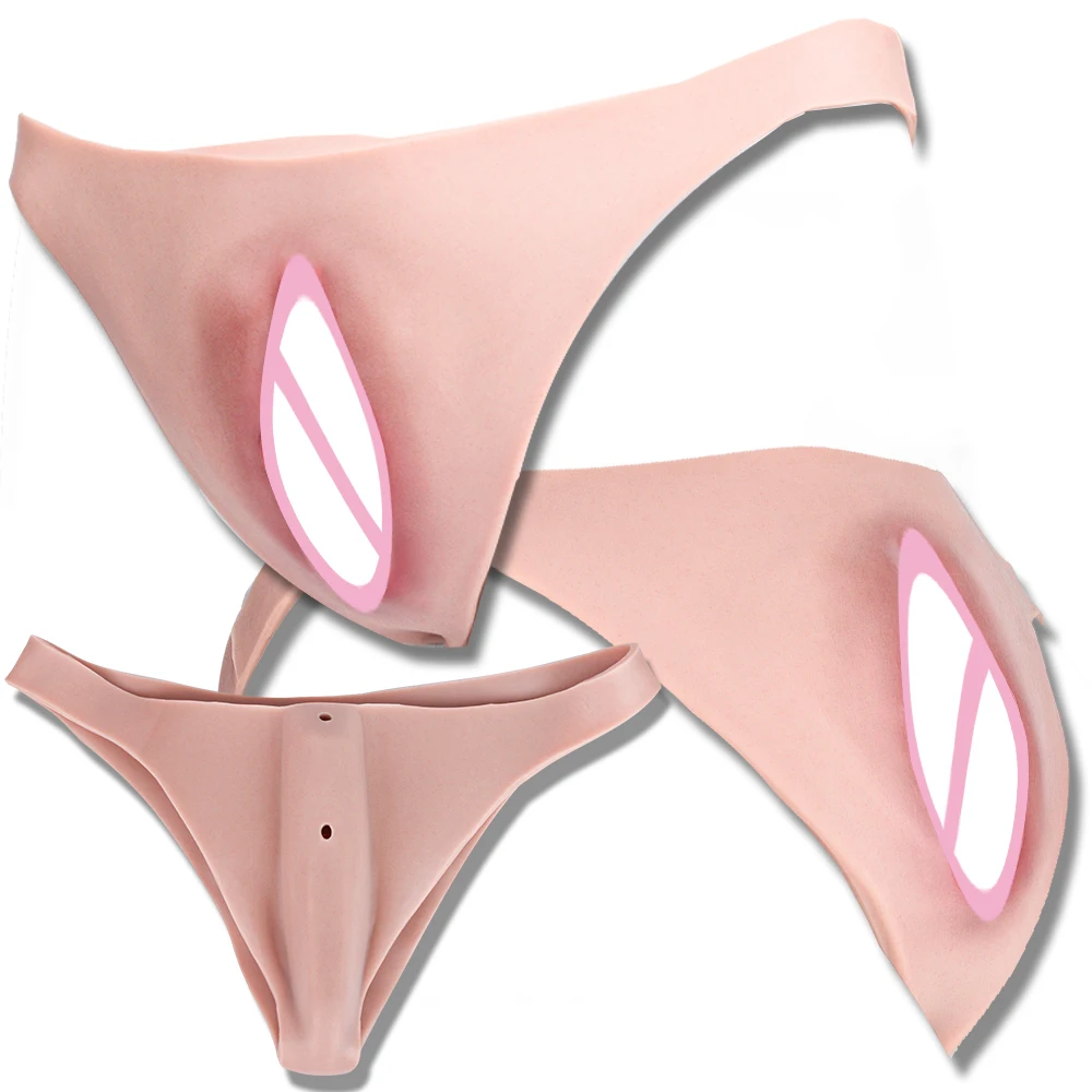 ANOSX Silicone Penis Insertable Clitoris Pants Vagina Wish Panty Fake Vagina Underwear G-Strings Thongs Sex Toys For Men