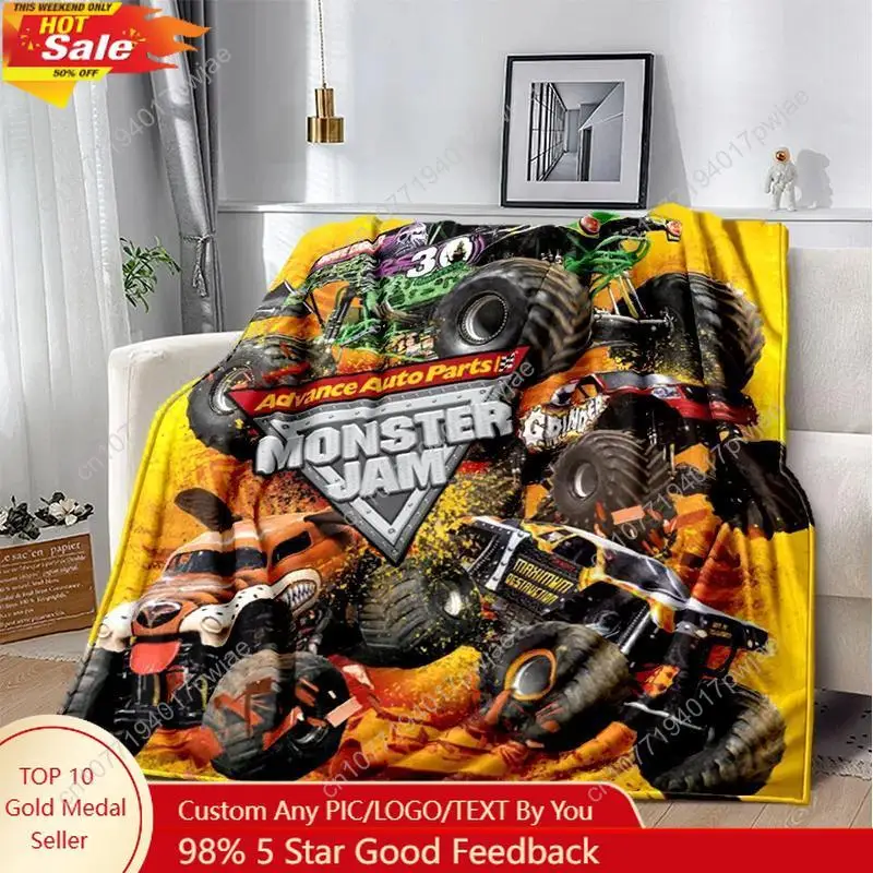 

3D Monster Jam Monster Truck Cartoon Blanket,Soft Throw Blanket for Home Bedroom Bed Sofa Picnic Travel Office Cover Blanket Kid