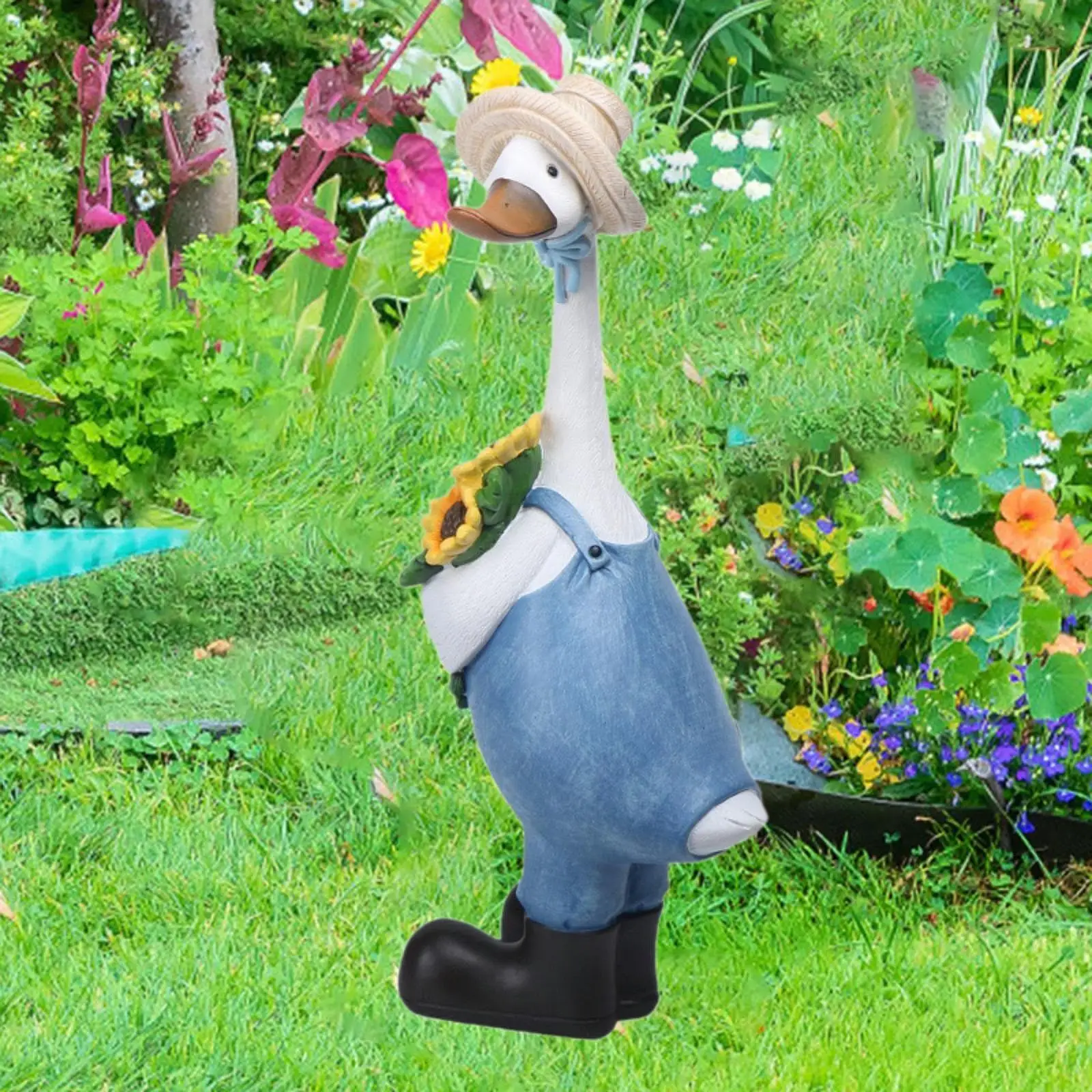 Garden Duck Figurine Resin Sculpture Decorative Animal Craft for Outdoor Lawn Balcony Garden Decoration