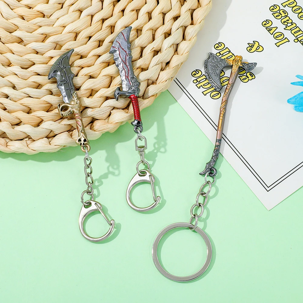 God of War Keychain Ax Sword Key Chains ملحقات حلقة مفاتيح السيارة للرجال والنساء #6