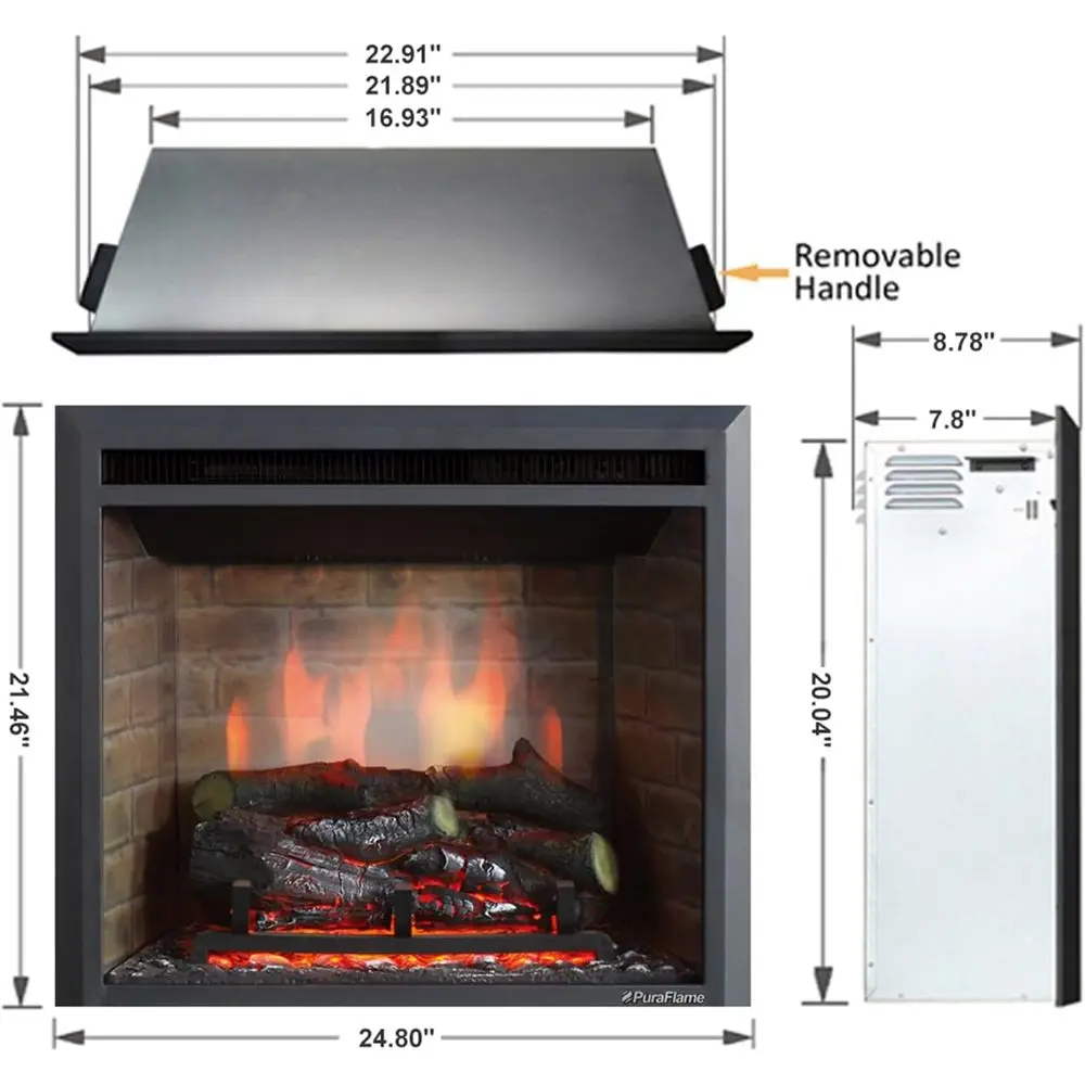 مدفأة كهربائية غربية سوداء مع صوت حريق متصدع، جهاز تحكم عن بعد، 750/1500 وات، عرض 22.92 بوصة، ارتفاع 20.5 بوصة #2