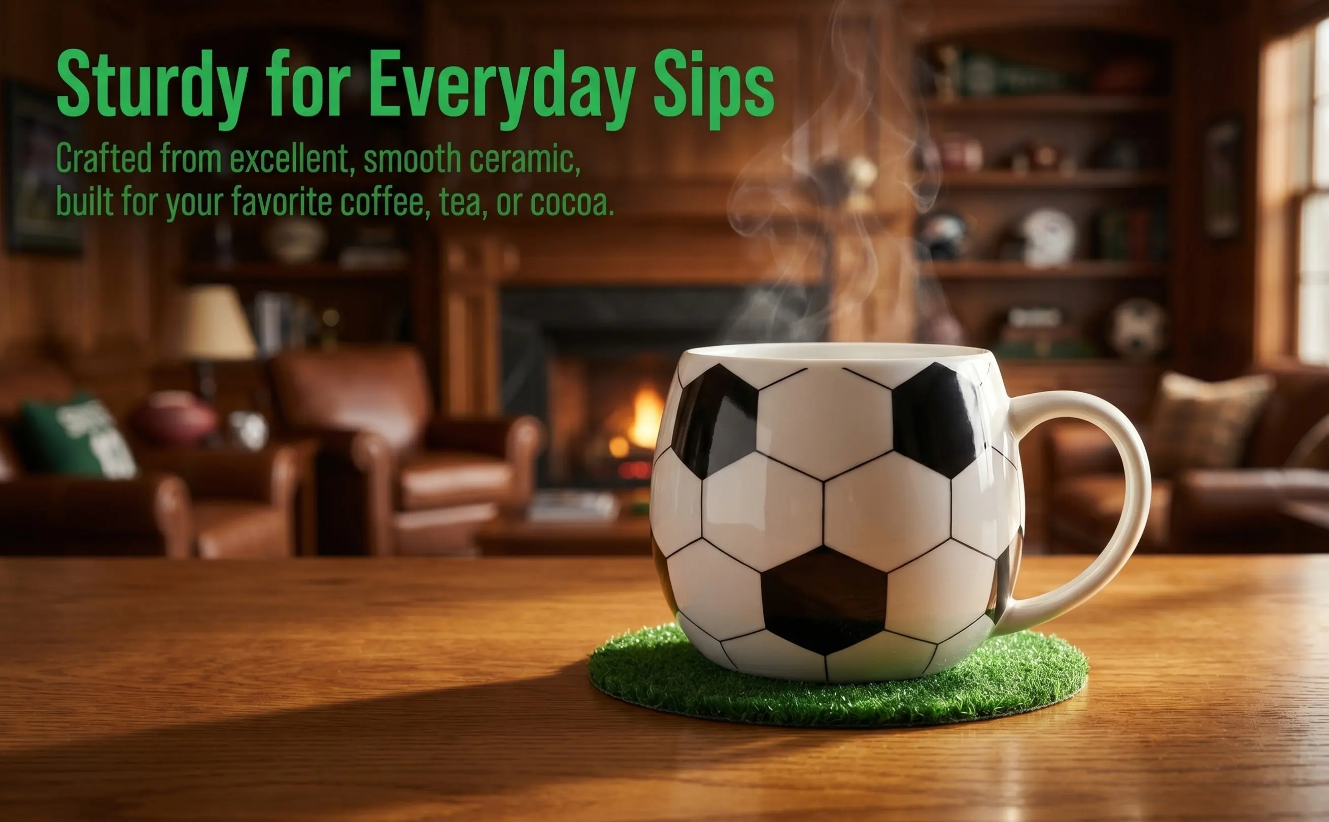 2Pcs Soccer Ceramic Mugs Large Capacity Football Coffee Tea Cup Unique Sports Fan Gift Mug Football Mugs for Boys