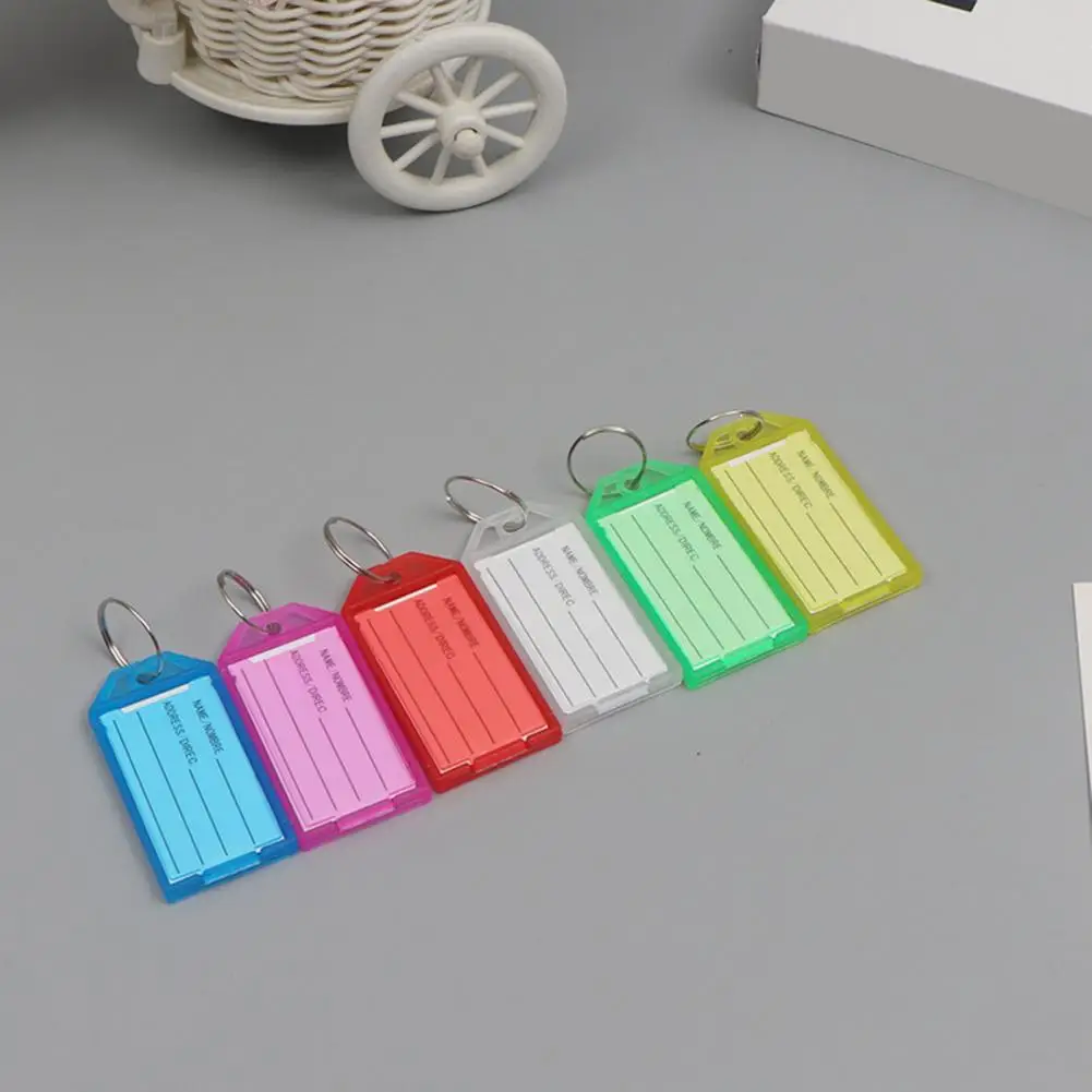Key Tags for Hotel Use Color-coded Key Tags 50pcs Bright Plastic Key Tags with Writable Labels Waterproof Identifiers for Office