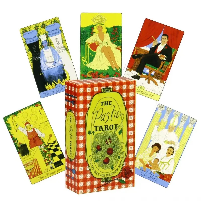 

The Pasta Tarot Cards Deck 78PCS Delicious Divination Game Tarot Cards with Guidebook for Family Party Board Game Tarot