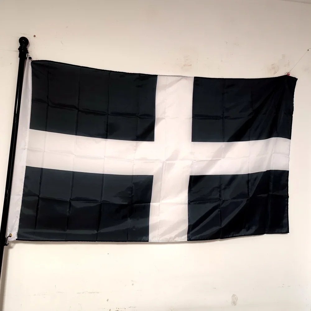 Cornwall Flag 90x150cm Polyester St Piran Cornish English County Tapestry Banner Polyester Decoration Hanging