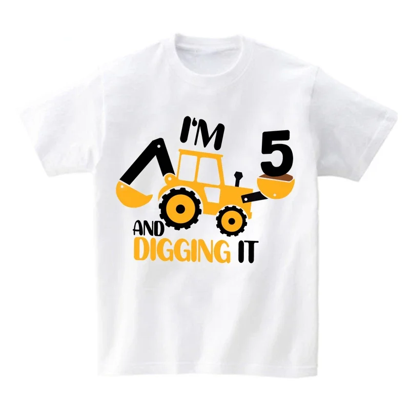 Excavator Birthday Party Family Shirts Construction Personalized T Shirts Boys My Kids T Shirt