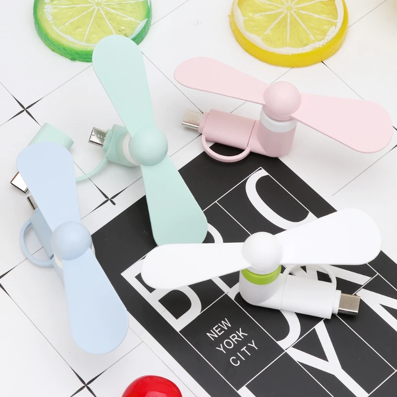 2in1 Typ C Micro USB Mini Fan Kühler Für Samsung Xiaomi Huawei HTC Telefon Mini Tragbare Handy Kleine Fan