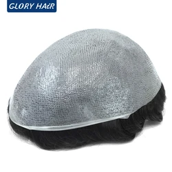 NG - 0.03-0.04mm Men Toupee Super Thin Skin Human Hair System 90% Density Natural Hair Unit