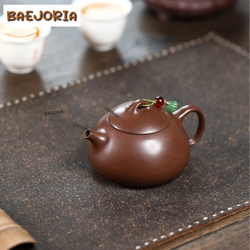 BAEJORIA 100ml Handmade Yixing Purple Clay Teapots Handmade Qin Quan Pot Raw Ore Purple Mud Tea Making Kettle Zisha Tea Set Cha