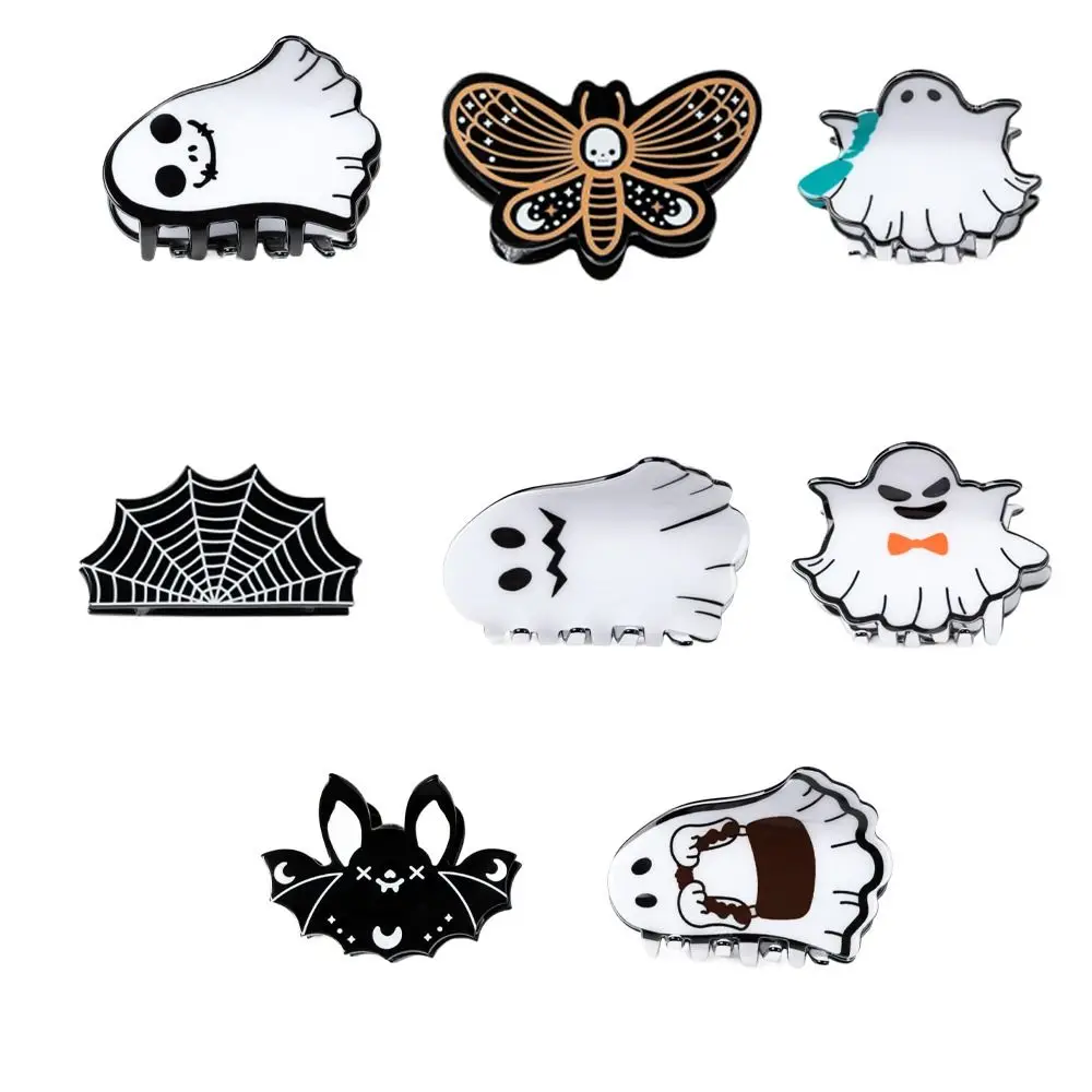 

Funny Halloween Ghost Hair Claw Skeleton Spider Web Butterfly Hair Clip Acrylic Korean Style Halloween Shark Clip Wash Face