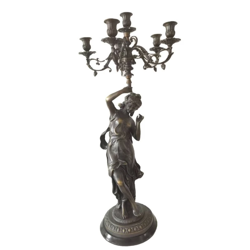 Antique bronze delicate floral cast brass statue of 