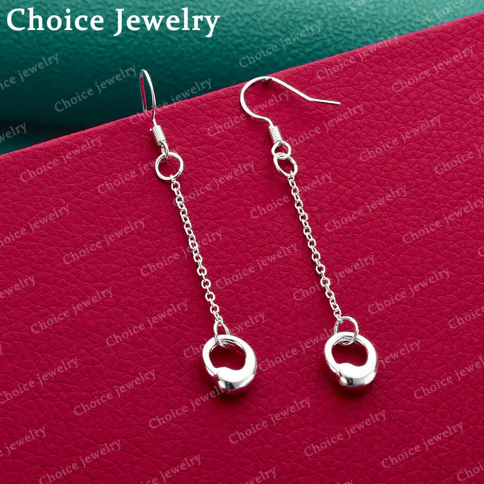 925 Sterling Silver Round Water Droplet Drop Earrings For Women Jewelry Pure Simple Fashion Party Wedding Accessories