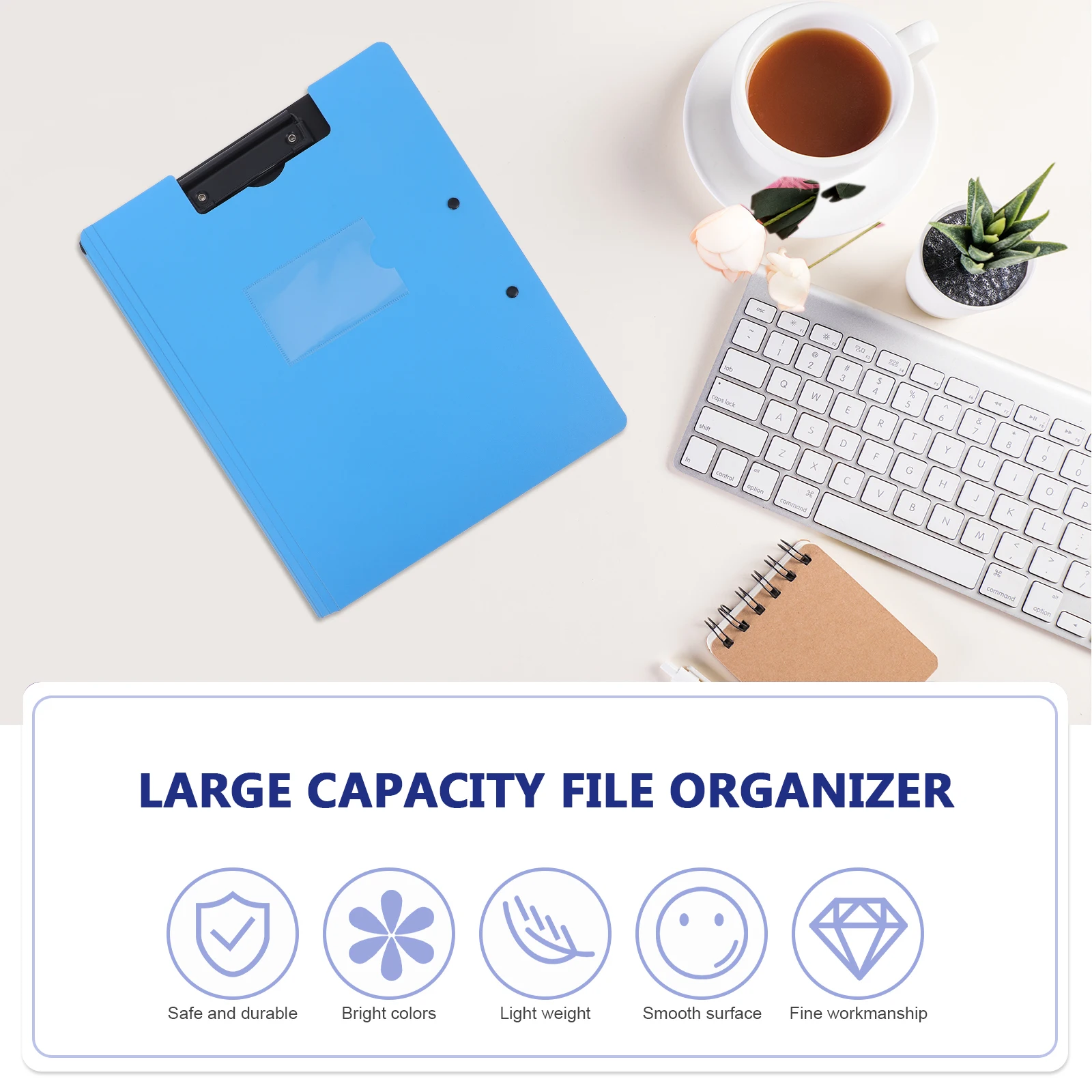 

Folder Board Clipboard Foldable with Double Clipboards File Document Sky-blue Covered Office