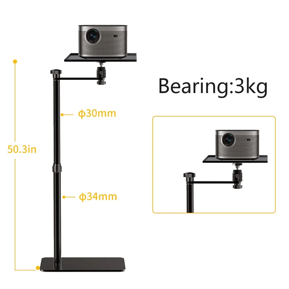 

Video Projector Tripod Floor Projector Support Stand Metal Holder Adjustable 360 Rotating for Home Film Projector Bracket