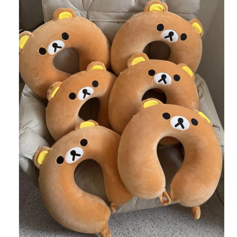 

Подушка для шеи Rilakkuma U-образной формы из пены с эффектом памяти, с милым дизайном в виде медведя, портативная, для поддержки шеи в самолете и при длительных путешествиях