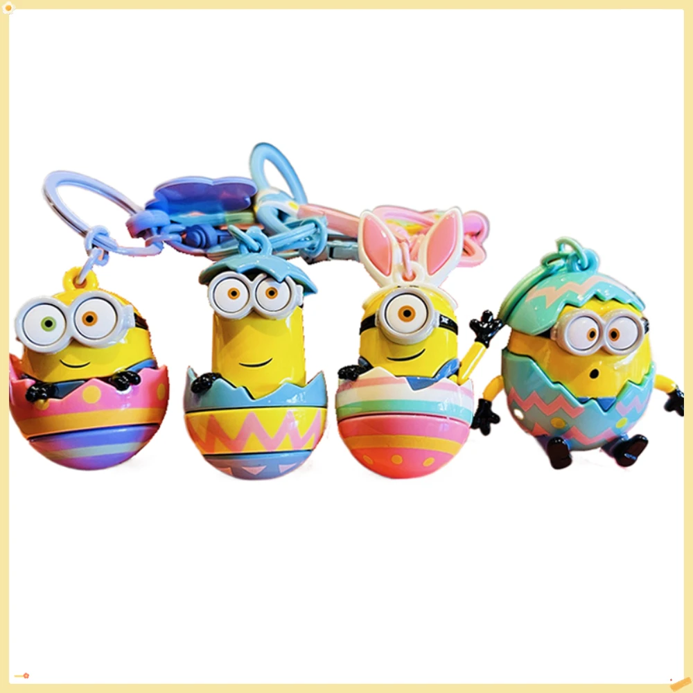 

Genuine NEW Disney Cute Minions Easter Eggs Cartoon Doll Keychain Backpack Pendant Car Keychain Decoration Lovers Bestie Gift