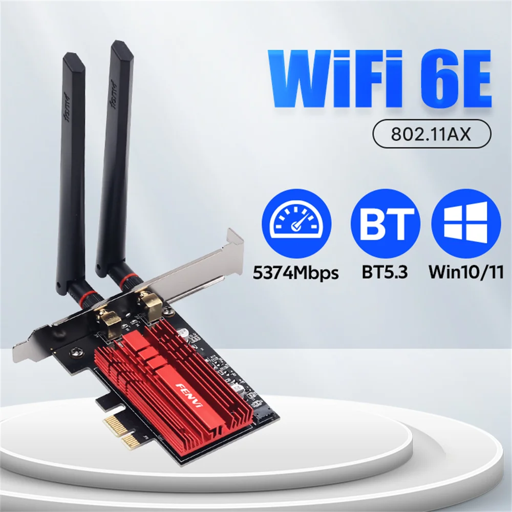 FENVI WiFi 6E AX210 PCIE WiFi Adapter 5374Mbps For Bluetooth 5.3 802.11AX Tri-Band 2.4G/5G/6Ghz Wireless Card PC For Win10/11