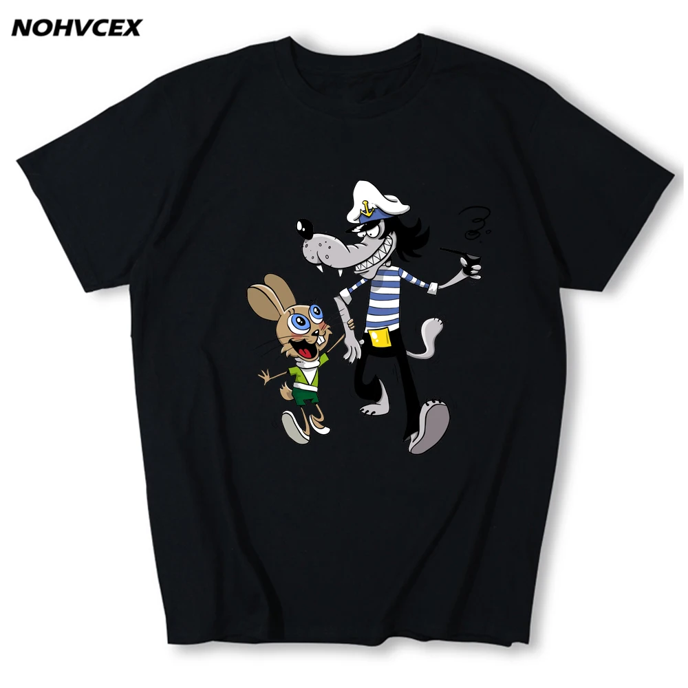 Men Funy  NU POGODI! WOLF Short Sleeve O-Neck Graphic Tops Tee Men T-Shirt