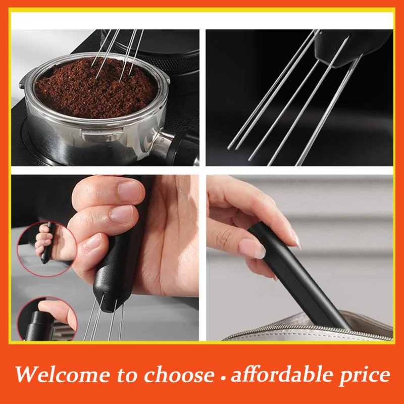 

**Espresso Distribution Tool, Tamper With Retractable Stainless Steel Needle, Stirrer Tool For Barista-Grade Precision Brewing'