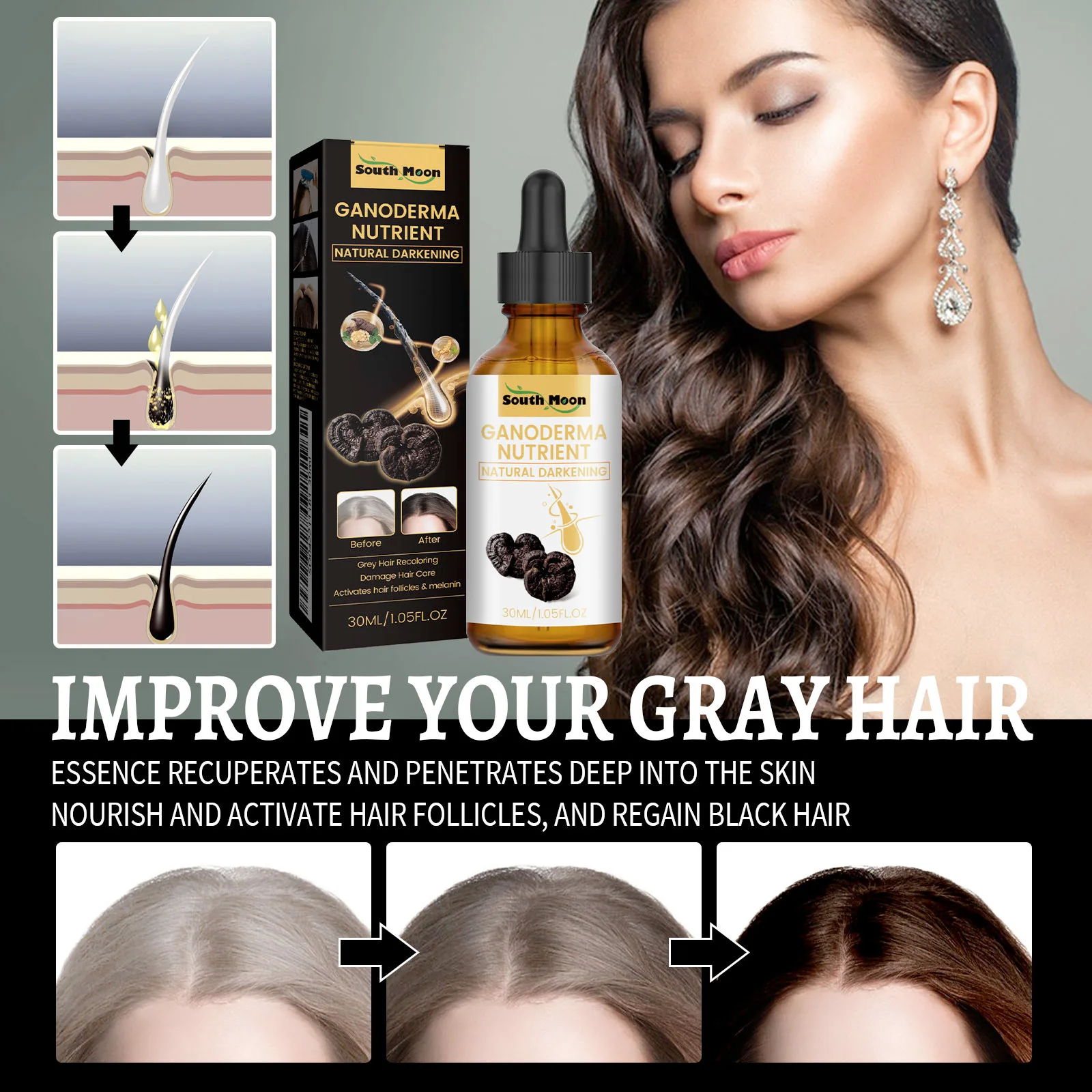 

Anti Gray White Hair Serum Liquid White To Black Natural Color Repair Nourish Scalp Products Anti Loss Hairs Care For Men Women