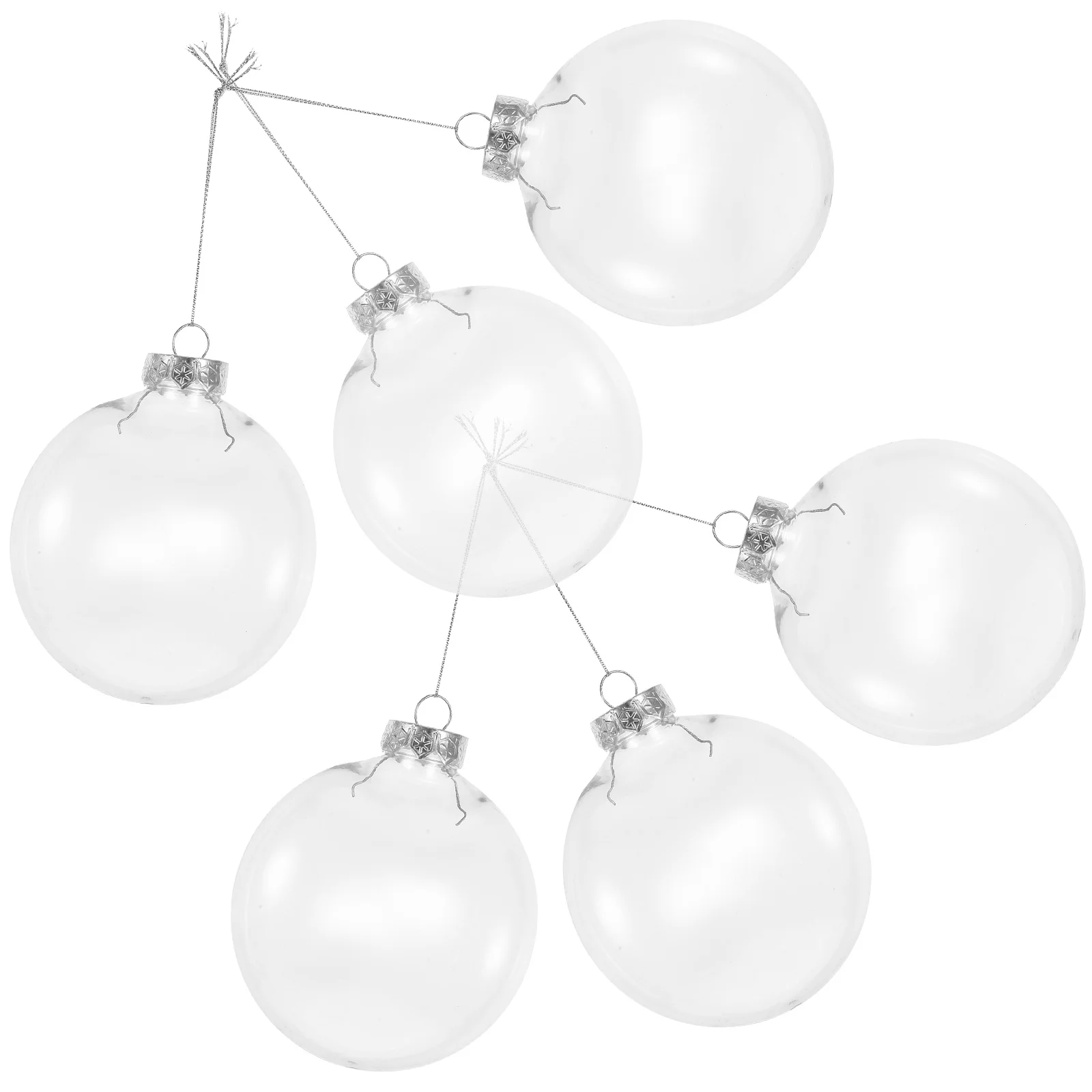 Bola de Navidad transparente de 10Cm, esfera plana transparente, adorno colgante rellenable para manualidades Diy, árbol de Navidad, decoración del hogar para boda, 6 uds.