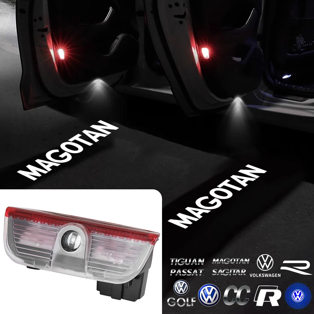 2/4PCS For Volkswagen VW Sagitar Magotan Golf Tiguan Touareg Passat R Line Car Door Welcome Lamp Wireless Laser Projector Light