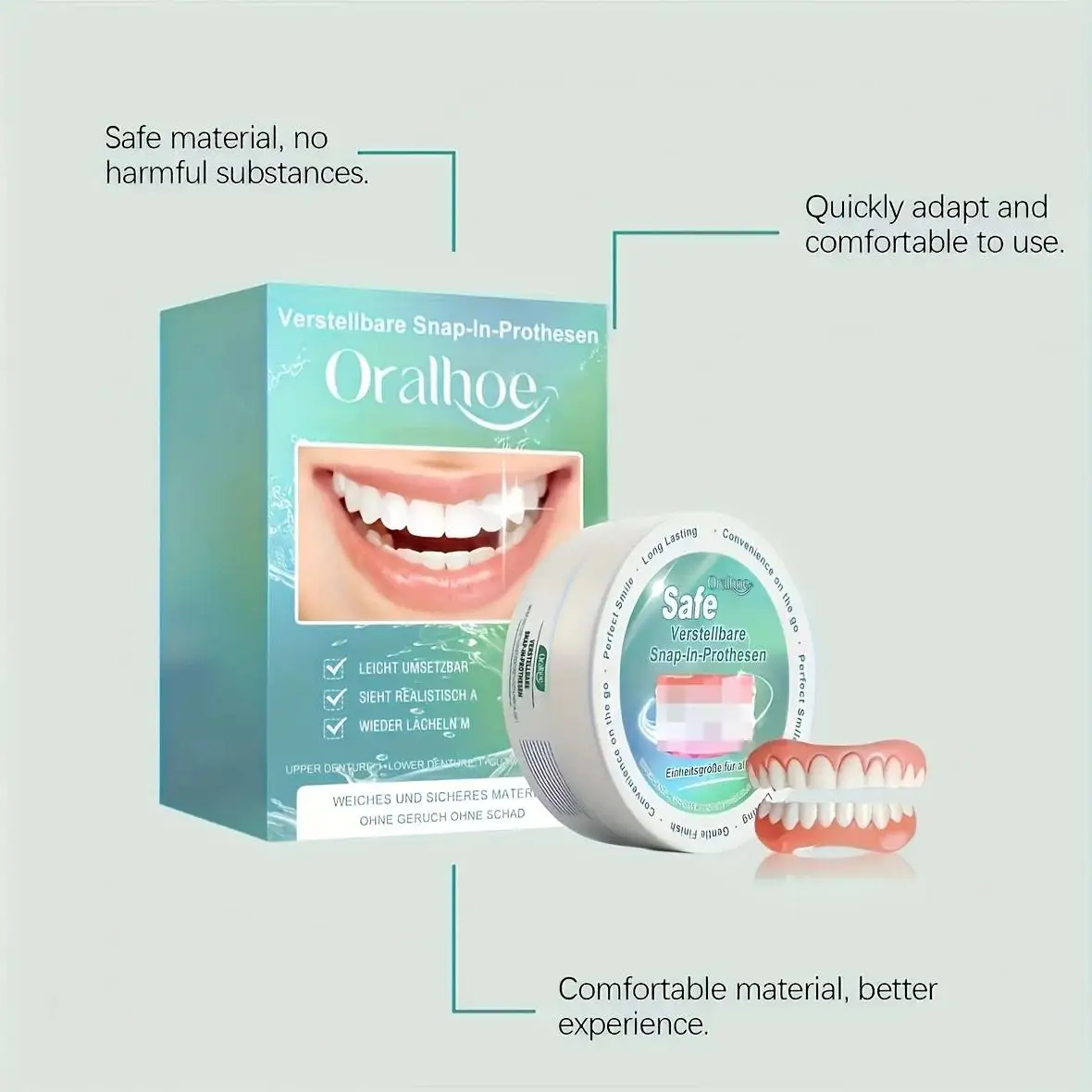 

New porary Teeth Whitening Veneer Set 2PCS, Unisex Decorative Dental Veneers for Masquerade, Halloween & Christmas Use H2931-15