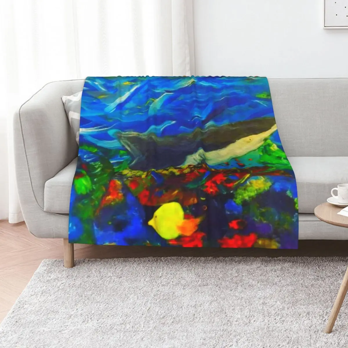 Shark and Colorful Fish sticker for sale by Monalisasmiles. Throw Blanket Plush Fuzzy Cozy Blanket for Couch Sofa