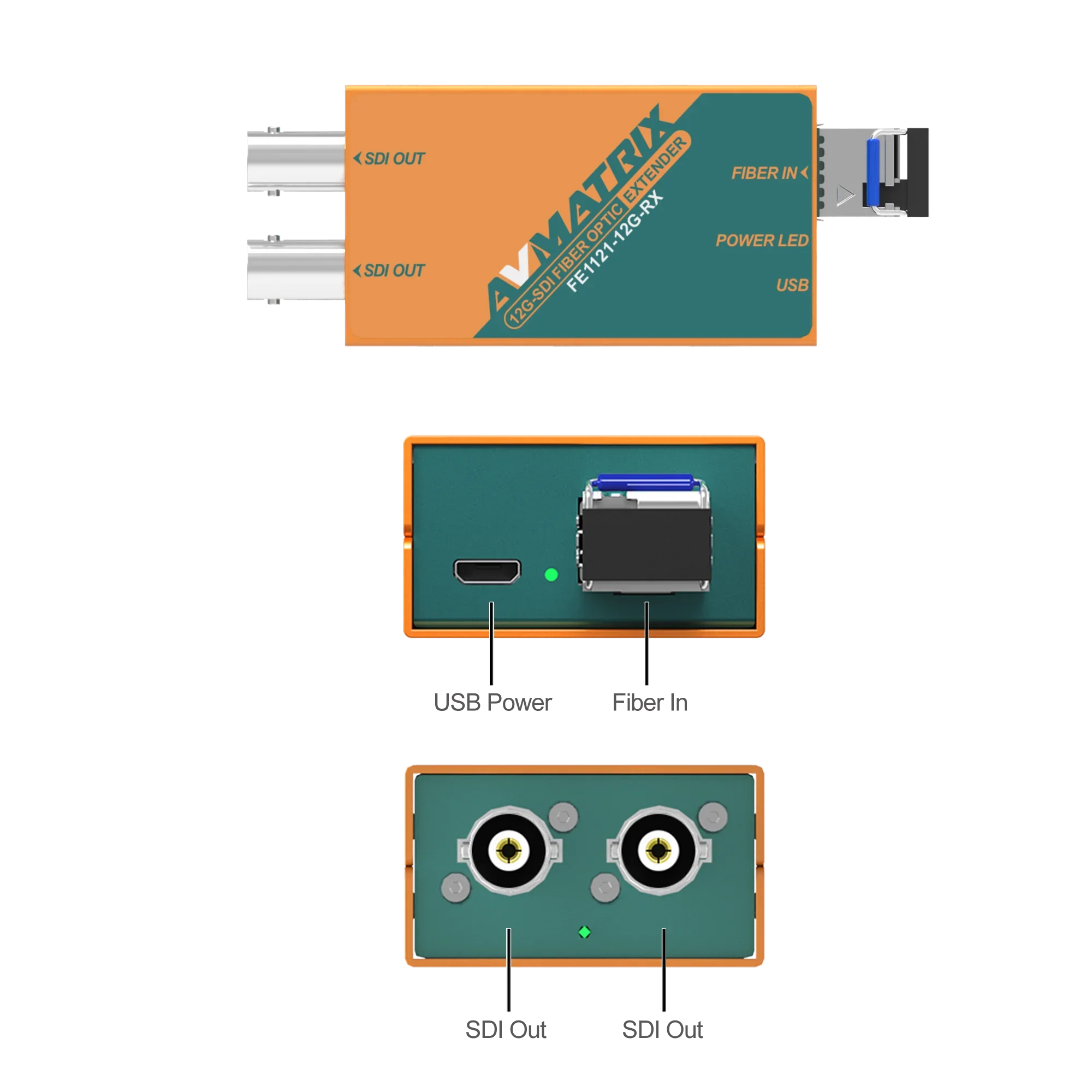 Trasmettitore e ricevitore SFP monomodale convertitore extender fibra ottica FE1121-12G 12G / 6G / 3G-SDI