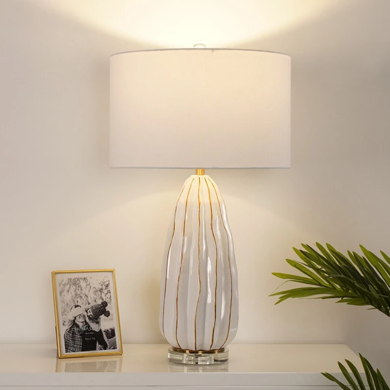 

Italian Striped Ceramic Floor Lamps Bedsides Villa Hotel Indoor Household Decoration Woonkamer Table Lights Illumination Fixture