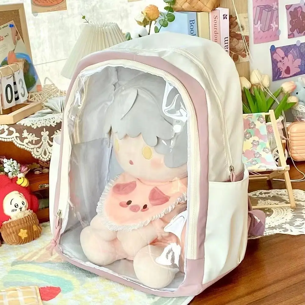 Nylon 40cm Doll Ita Bag Large Capacity Schoolbag Cotton Doll Display Storage Bag Dustproof Clear