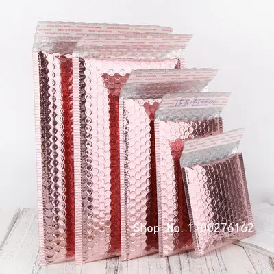 

5pcs 15*13cm/15*20cm/18*23cm Small Rose Gold Bubble Envelope Mailer Thickened Aluminum Foil Mailer Envelope with Bubble